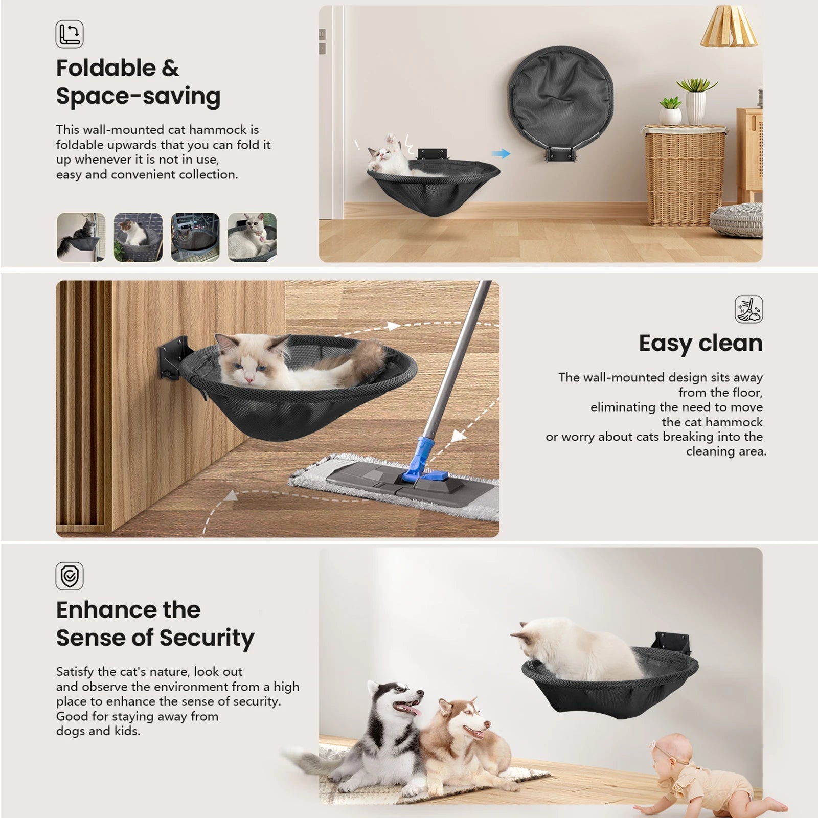 Wall Mounted Cat Hammock Bed with Breathable Design - Smarsty