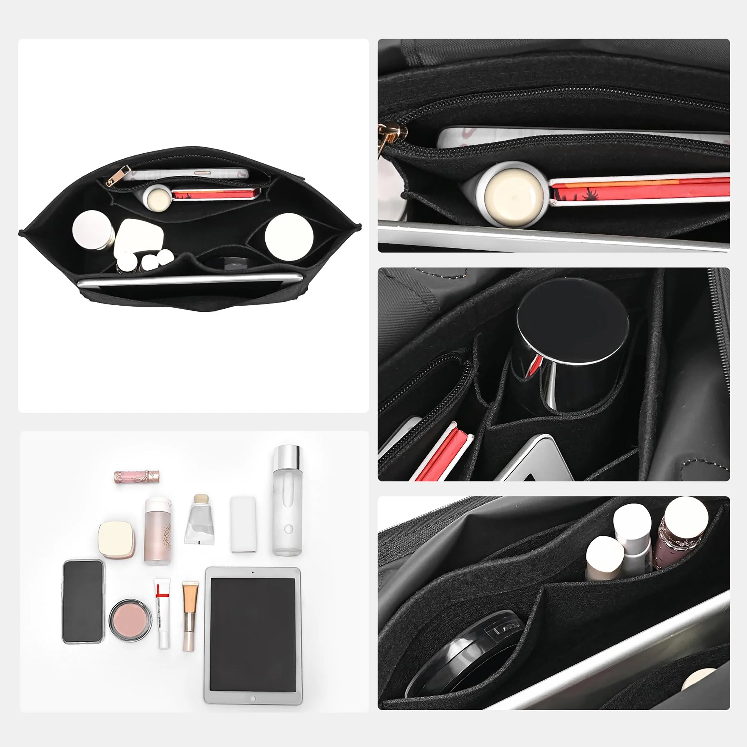 Purse Organizer Insert, Felt Bag Organizer For Handbag Purse Organizer, 5 Colors, 3 Size - Smarsty