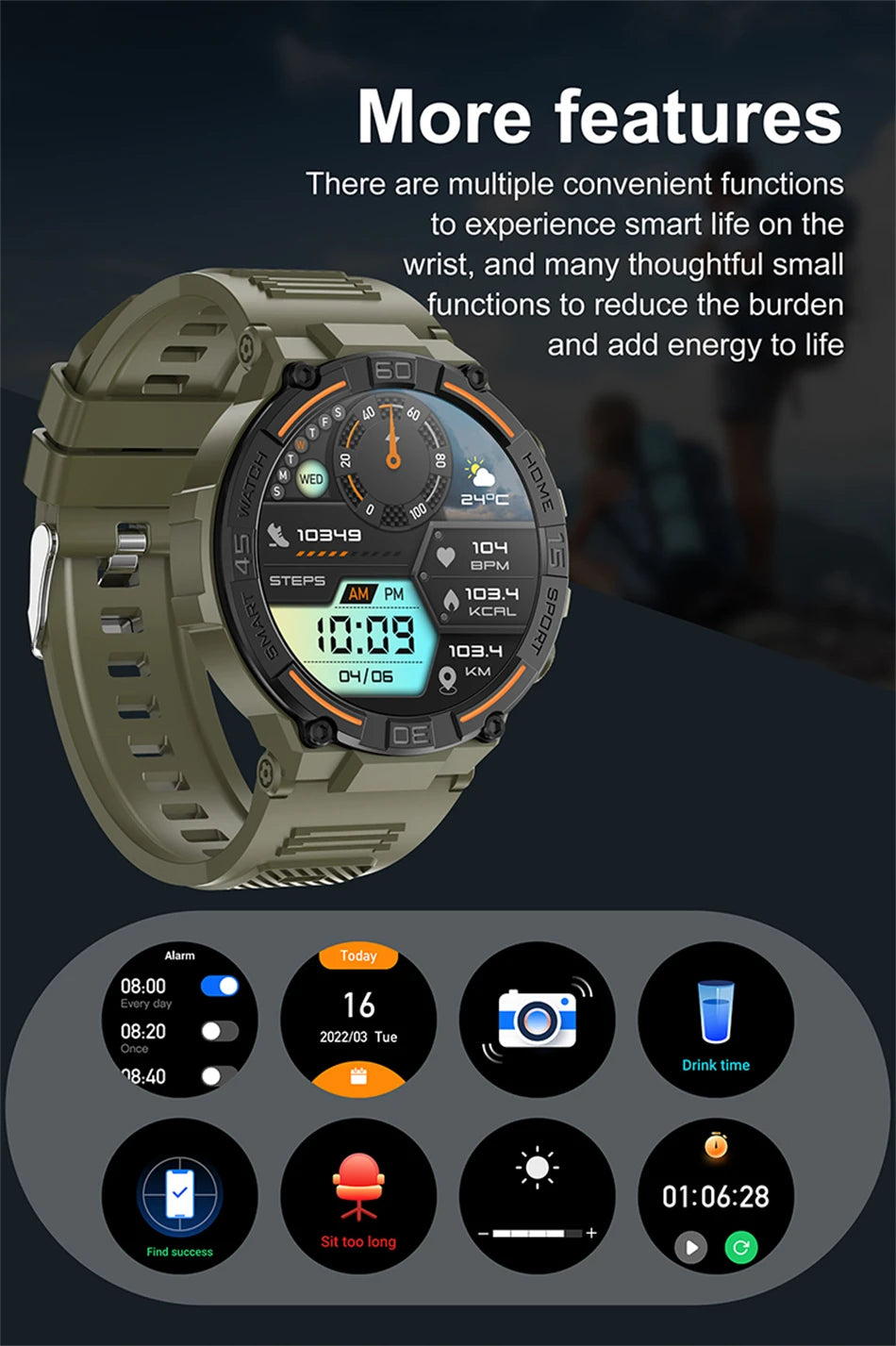 Military Smartwatch for Men with Health Monitoring Features - Smarsty