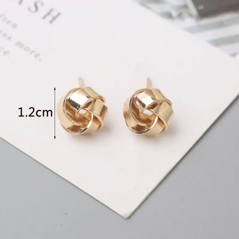 Tiny Gold Twist Round Stud Earrings Small Unusual Design - Smarsty