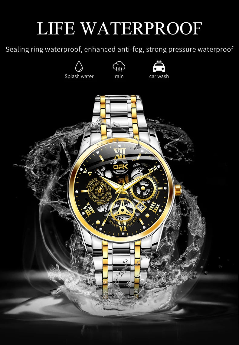 Men's Waterproof Steel Watch with Night Glow Feature - Smarsty