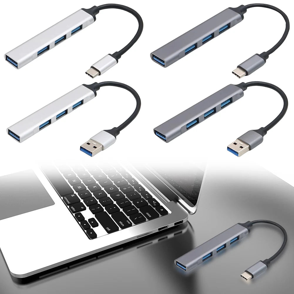 4-In-1 USB 3.0 Hub Adapter 5Gbps USB Splitter USB C To USB Hub Multiple USB 3.0 Hub USB Port Expander for Laptop and PC
