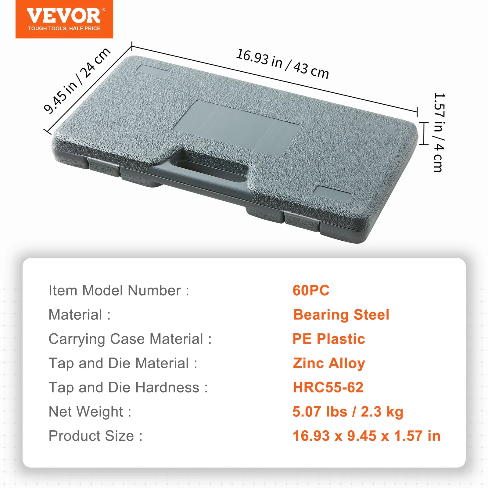 SucceBuy Tap and Die Set 40PCs 60PCs 80PCs 110/116PCs Metric SAE Standard Bearing Steel Taps and Dies Essential Threading Tool