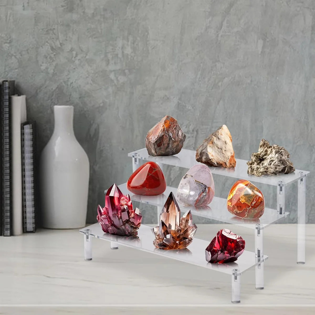 1pc,Multilayer acrylic transparent display rack, desk storage rack, suitable for cosmetics, perfume, dolls, nail polish shelf by Smarsty