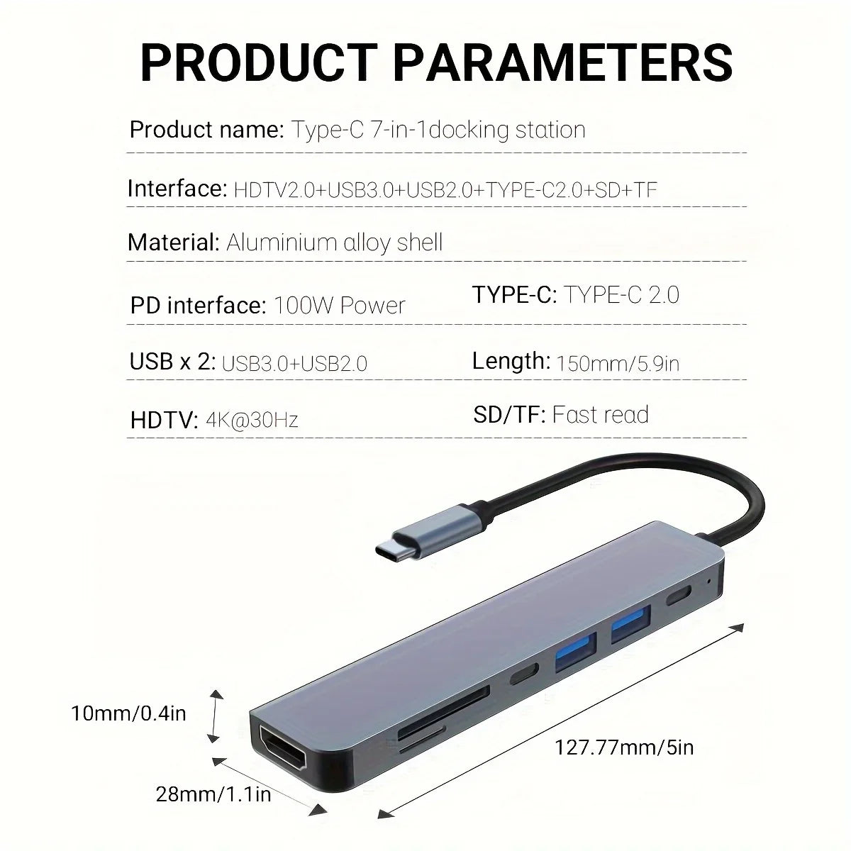 Type C HUB 4K 30Hz USB C To HDTV-compatible PD 100W Adapter For Macbook Air Pro Samsung USB 3.0 HUB Multi Splitter Converter
