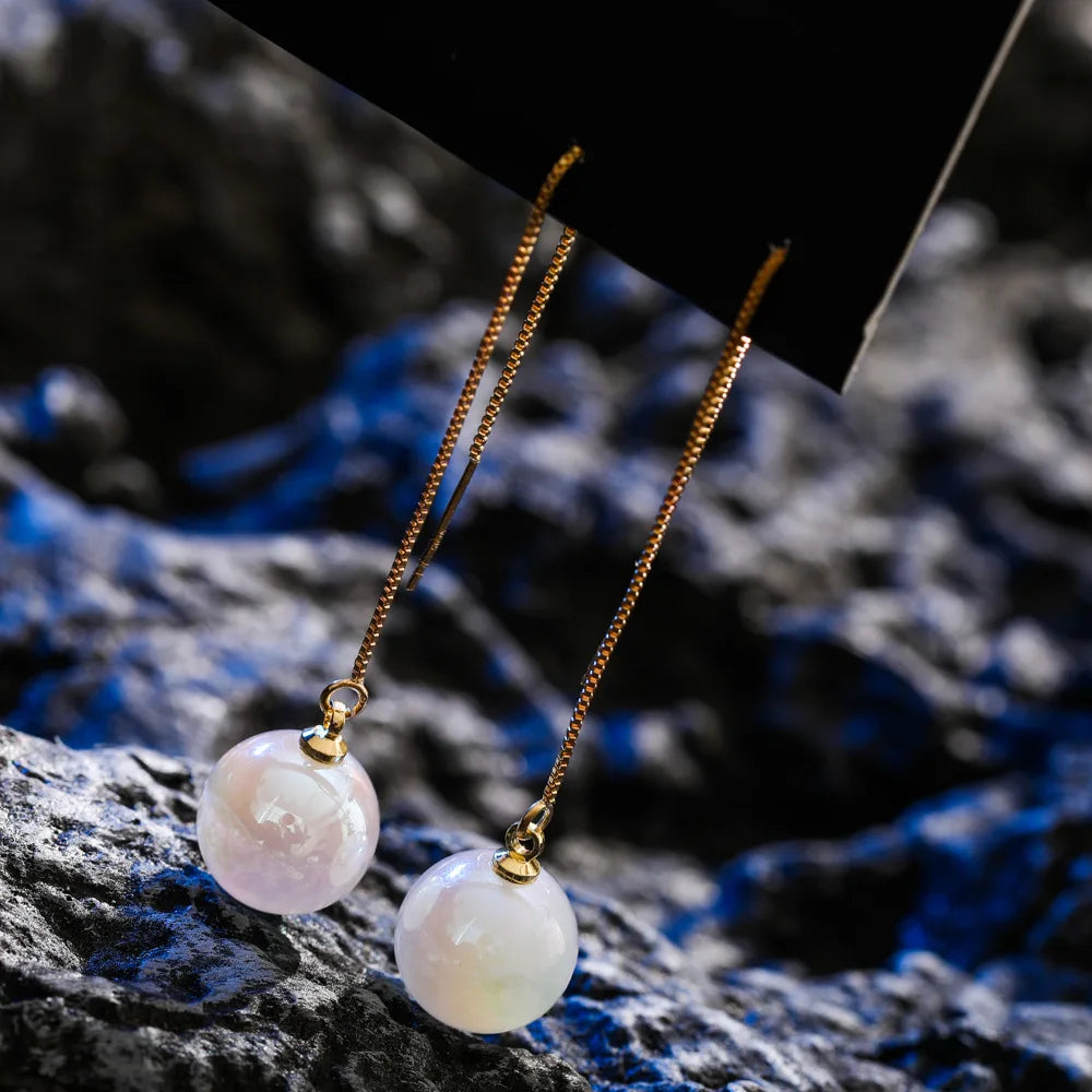 Pearl Long Earrings With Rhinestones For Wedding Fashion - Smarsty
