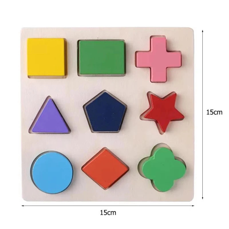 Wooden Geometric Shapes Montessori Puzzle Sorting Math Bricks Preschool Learning Educational Game Baby Toddler Toys for Children by Smarsty