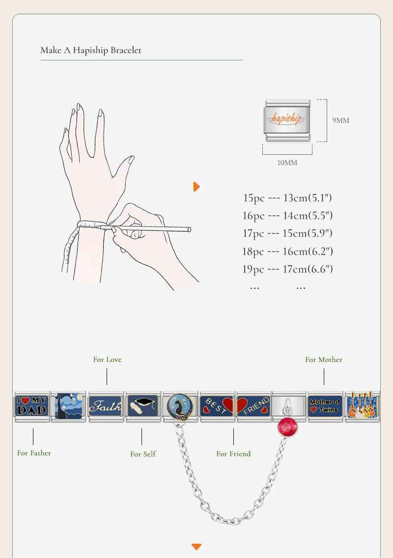 Hapiship Italian Stainless Steel Elastic Charm Bracelet - Smarsty