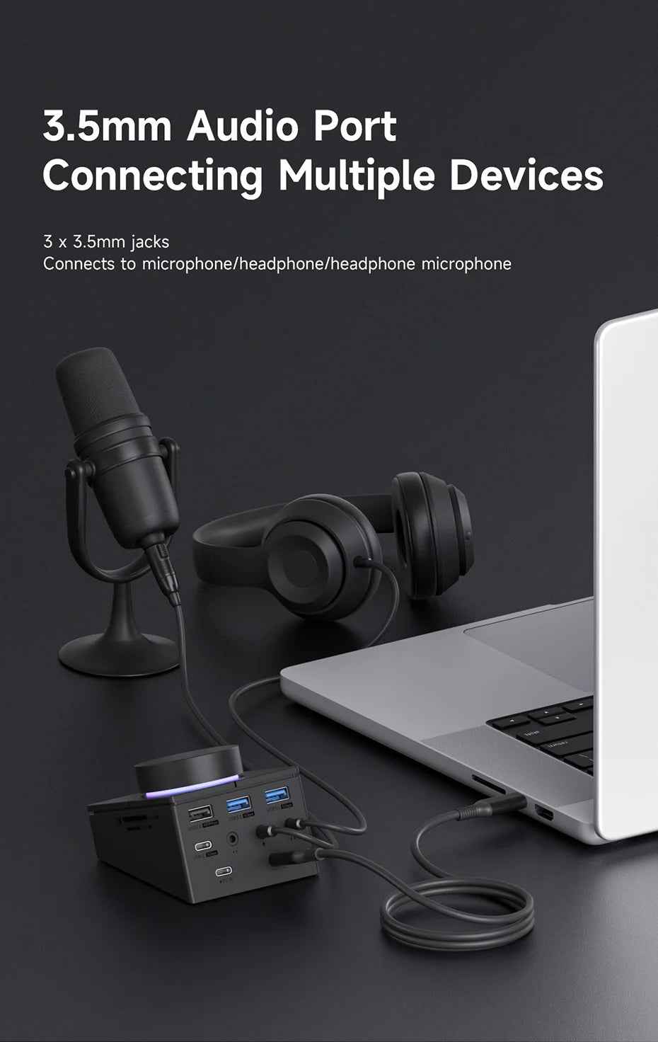 USB C Hub Docking Station Shortcut Buttons Volume Control