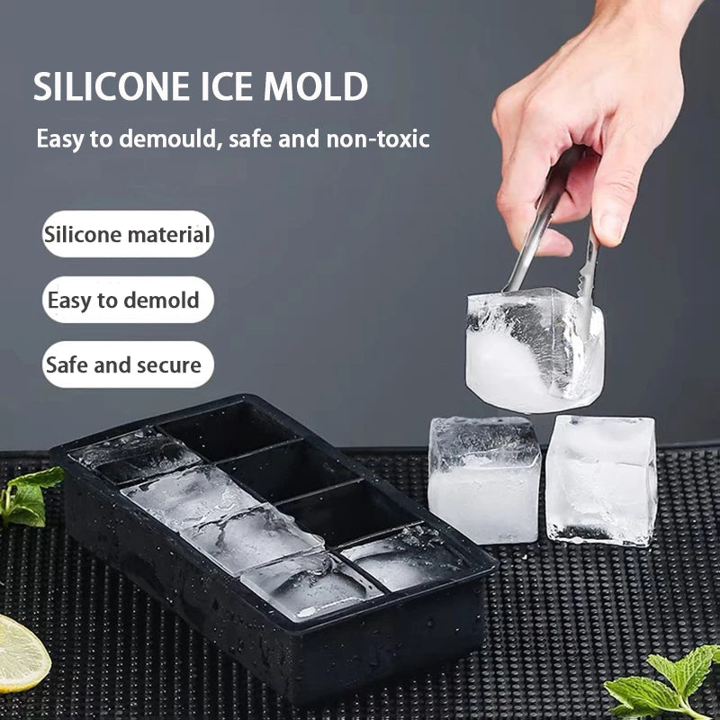 4/6/8/15 Grid Big Ice Tray Mold Giant Jumbo Large Food Grade Silicone Ice Cube Square Tray Mold DIY Ice Maker Ice Cube Tray - Smarsty