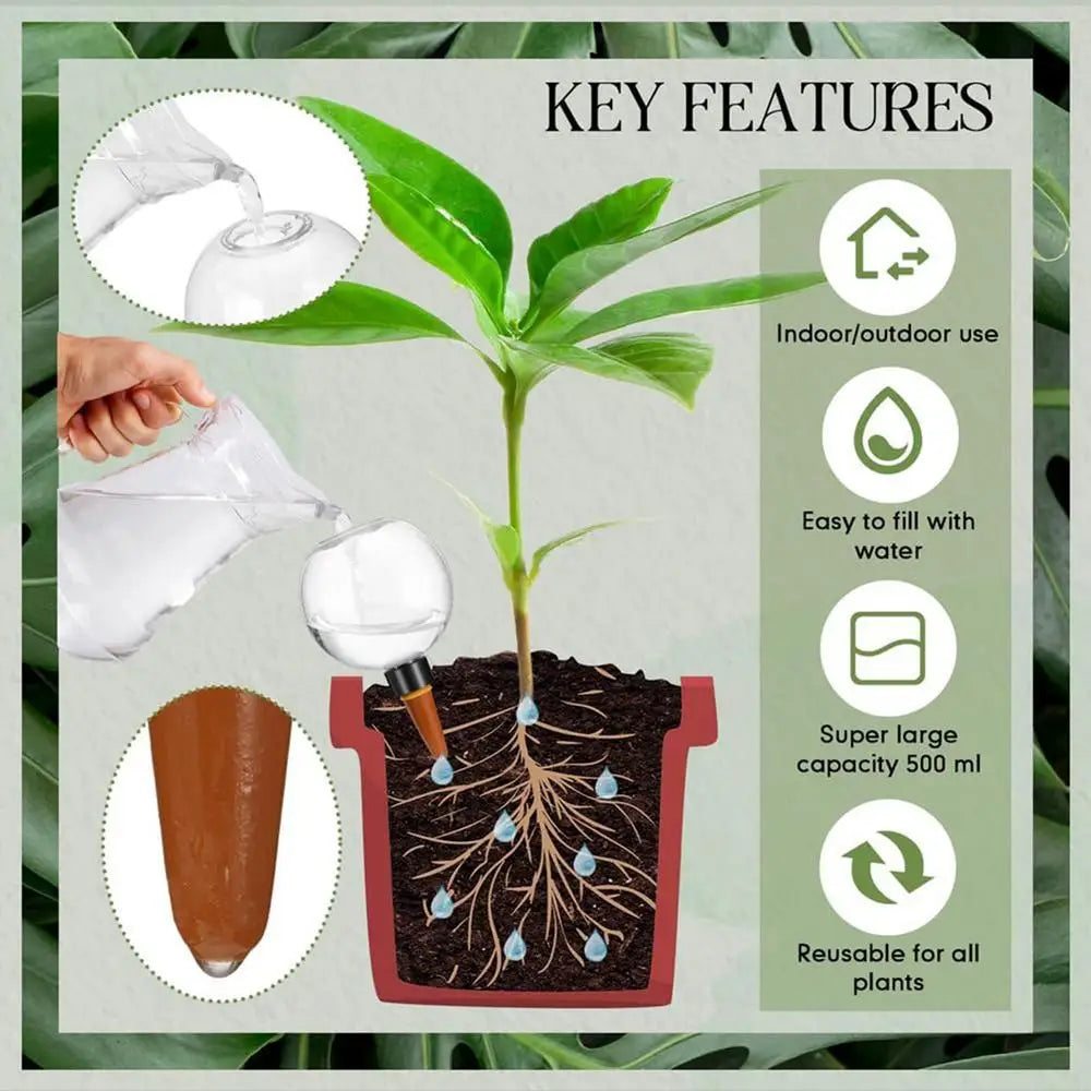 500ML Plant Watering Globes Watering Bulbs Clear Flower Automatic Watering Device Auto Waterer Self-Watering Stakes Irrigation