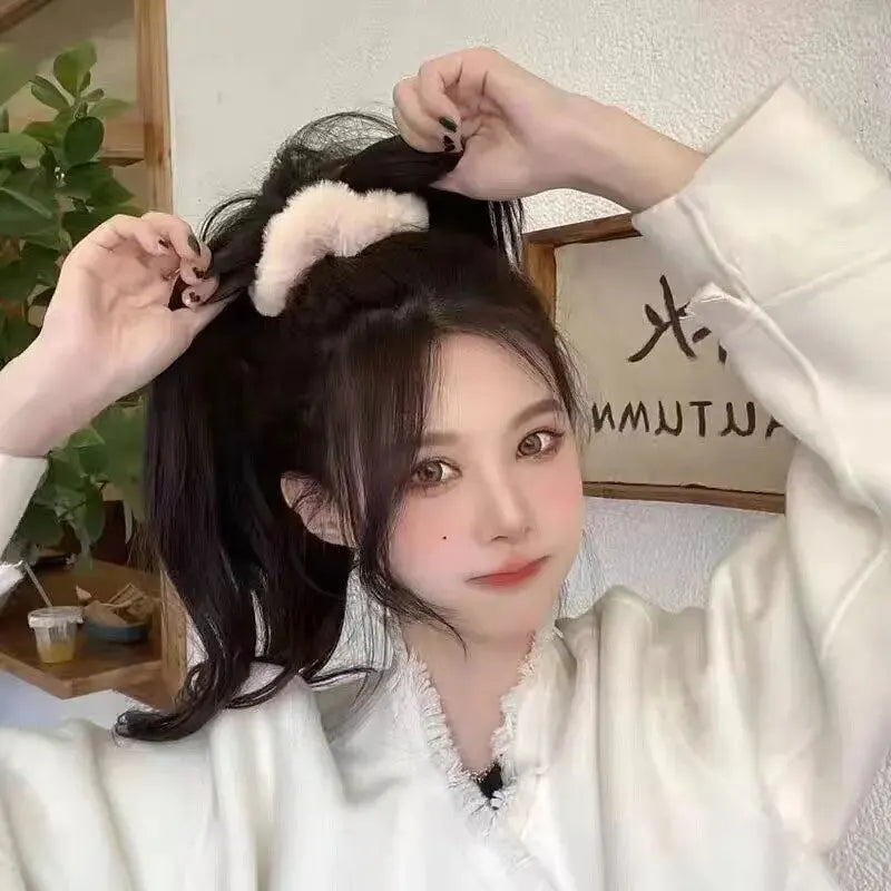 Plush Hair Scrunchies Set Soft Elastic Ponytail Holders - Smarsty
