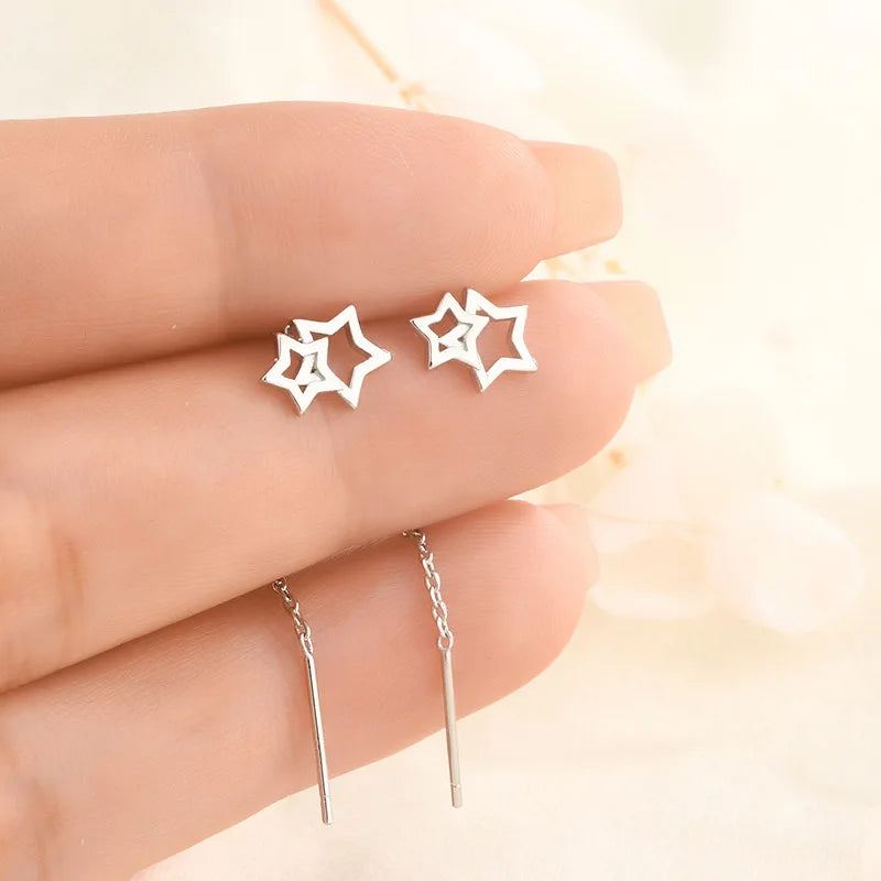 Rose Gold Drop Earrings with Zircon Crystals for Women - Smarsty