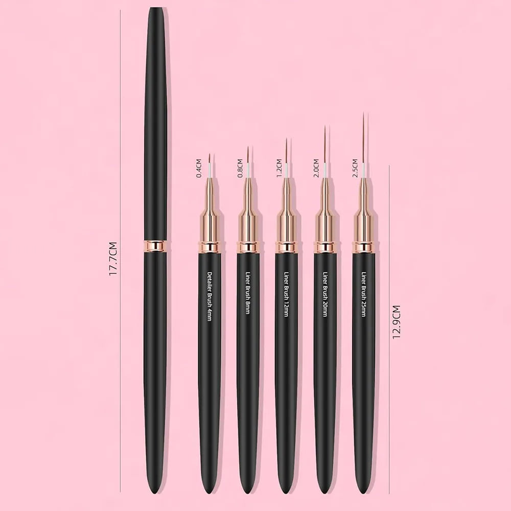 Black Nail Art Liner Brushes for Precision Design - Smarsty