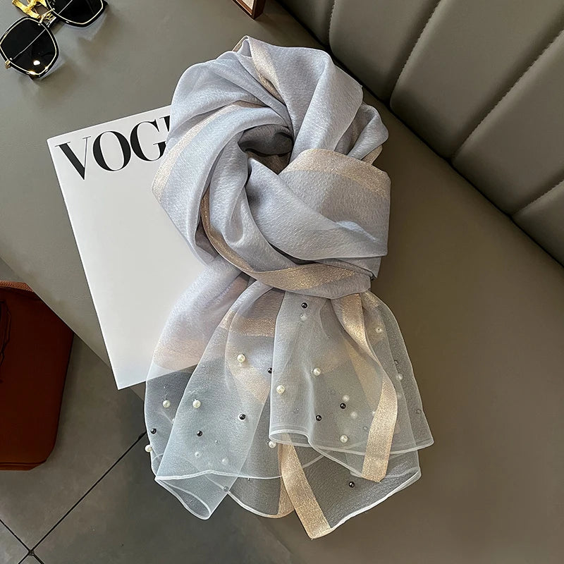 Luxury Women Silk Scarf Lightweight Summer Shawl - Smarsty