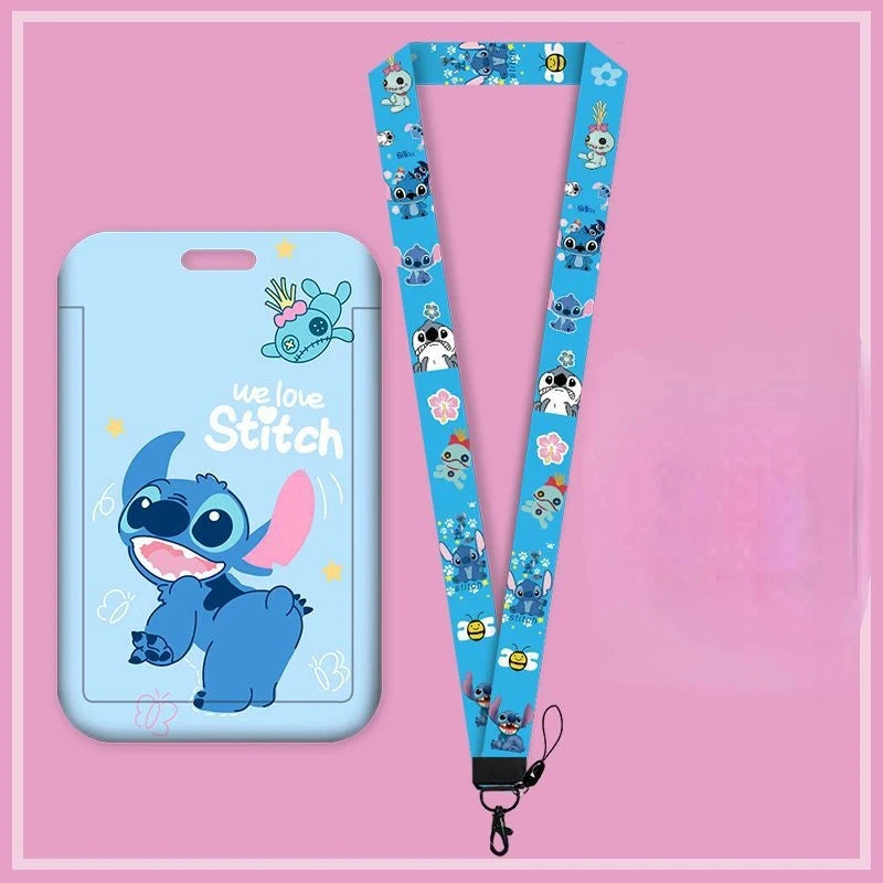 Disney Anime Credential Badge Holder Kawaii Stitch Card Holders Student Campus Lanyard Cards Holder Neck Straps for Kids Gift - Smarsty