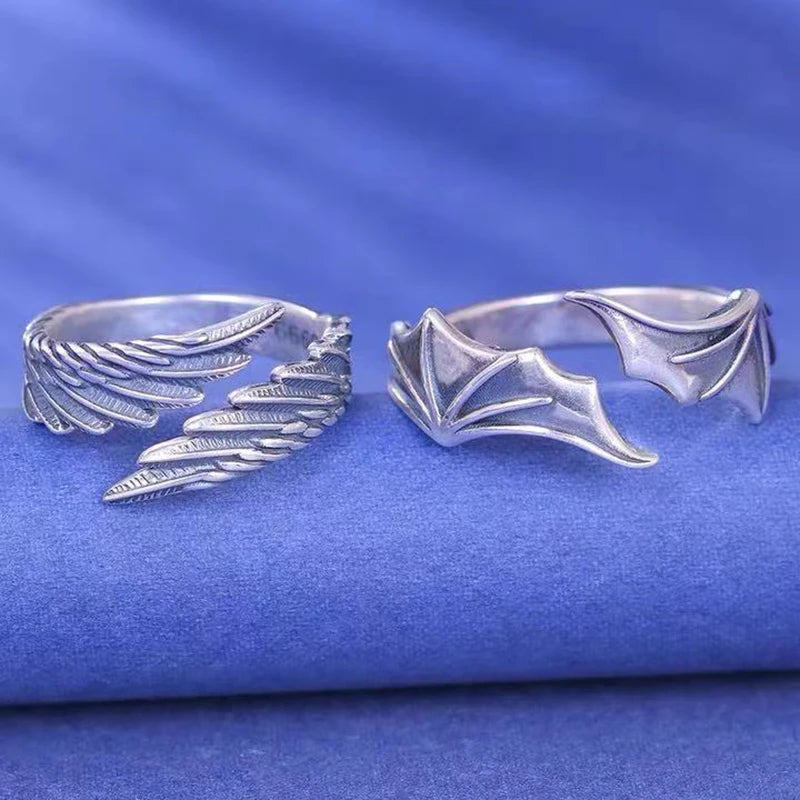 Punk Angel Demon Wing Couples Rings Set - Smarsty