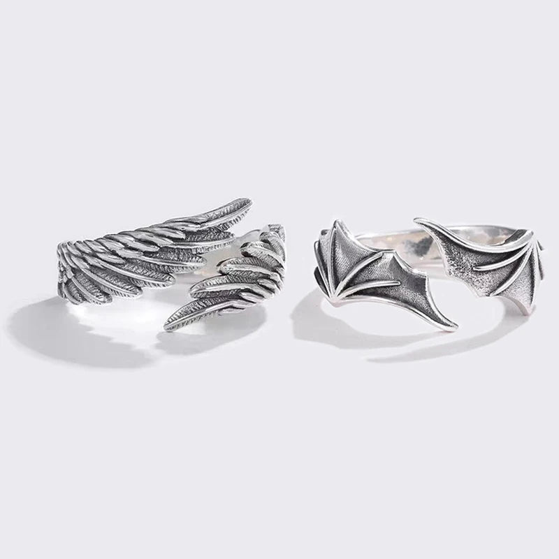 Punk Angel Demon Wing Couples Rings Set - Smarsty