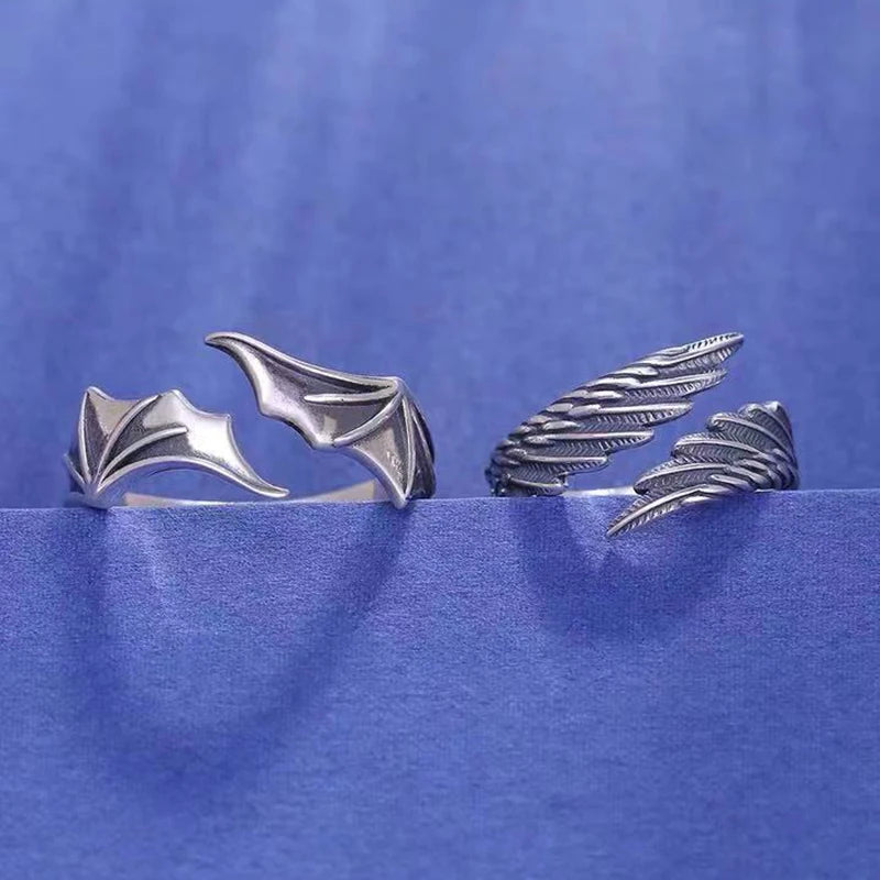Punk Angel Demon Wing Couples Rings Set - Smarsty