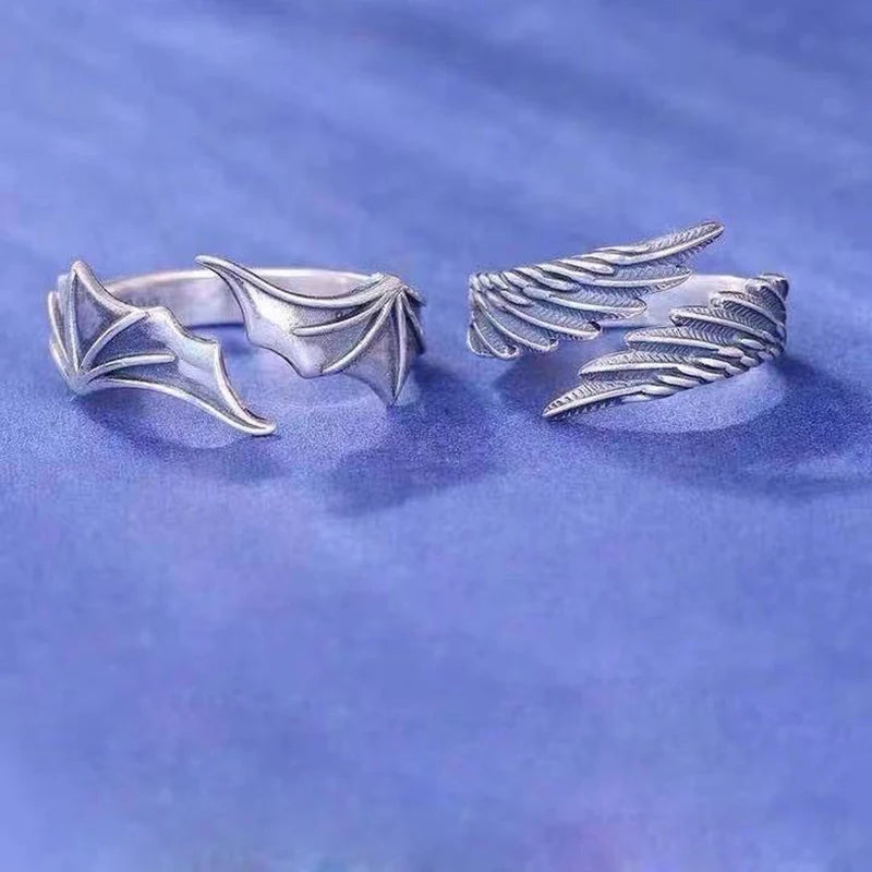 Punk Angel Demon Wing Couples Rings Set - Smarsty