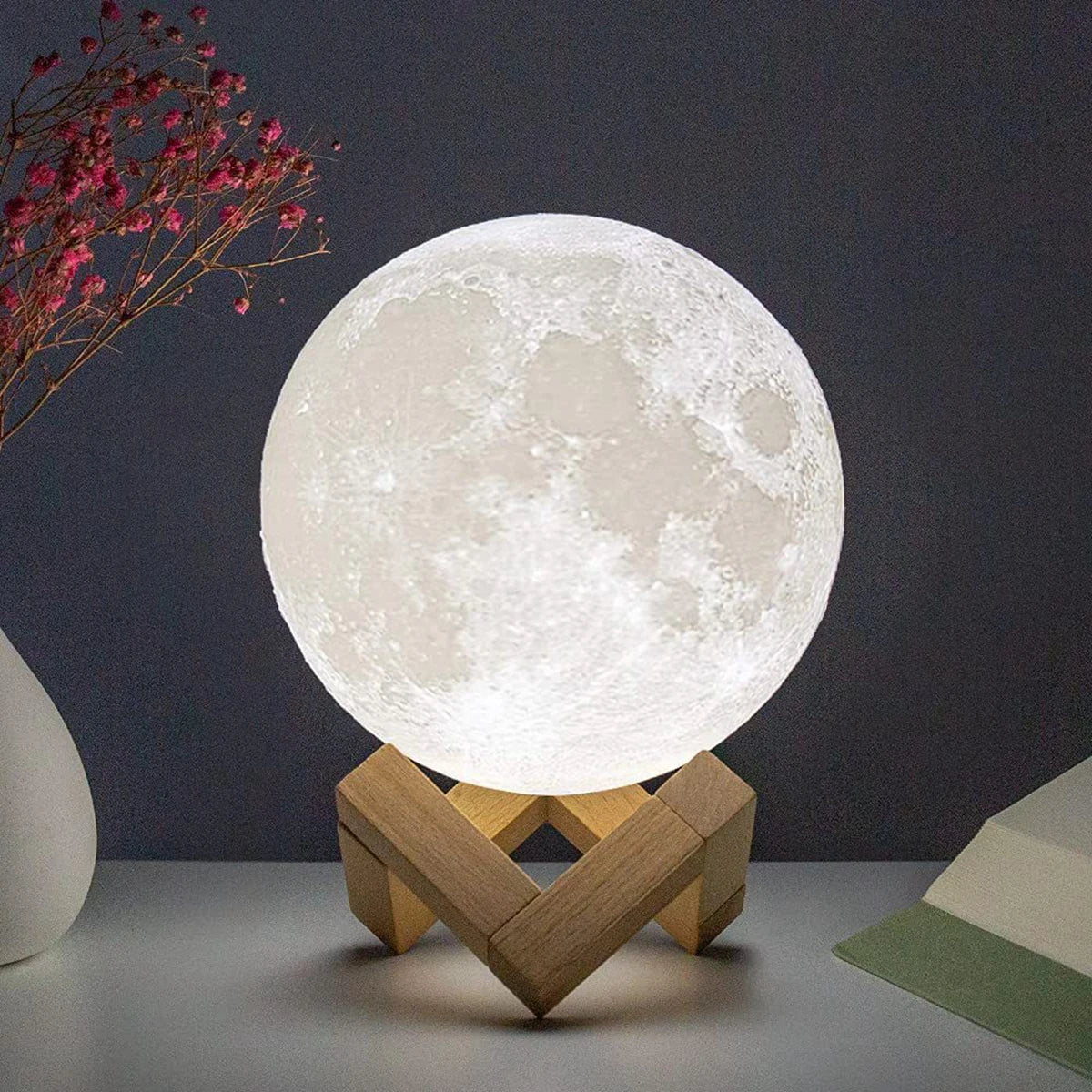 Battery Powered 8cm Moon Lamp LED Night Light - Smarsty