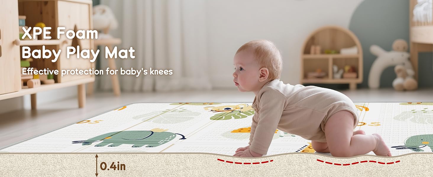 Baby Play Mat, PIGLOG 50x50 Playpen Mat, Waterproof Playmats for Babies and Toddlers Kids, Safe Foam Playmat for Tummy Time