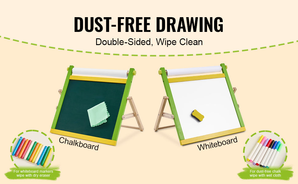 SucceBuy Tabletop Children Magnetic Drawing Board 3-in-1 Double-Sided Kids Art Easel with Painting Accessories for Girls Toy