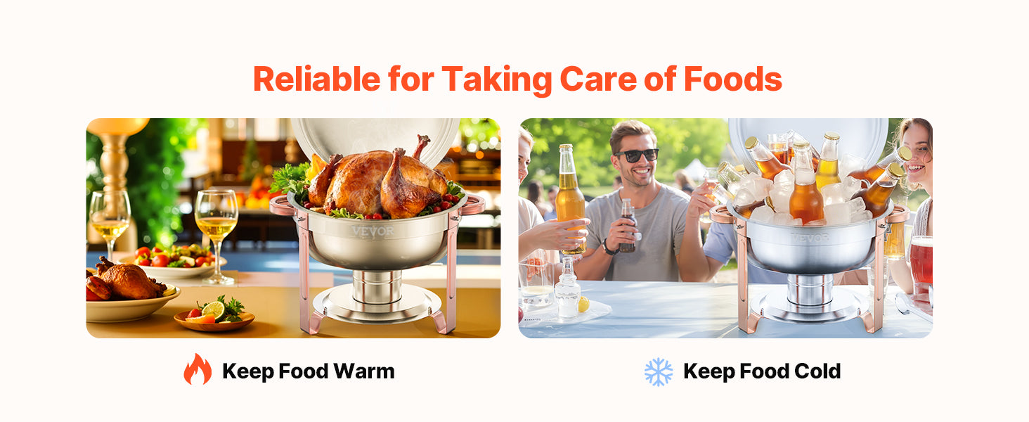 SucceBuy 5 Qt 4 Pack Chafing Dish Buffet Set Round Catering Warmer Server w/Lid Water Pan Folding Stand Clip for Wedding Party