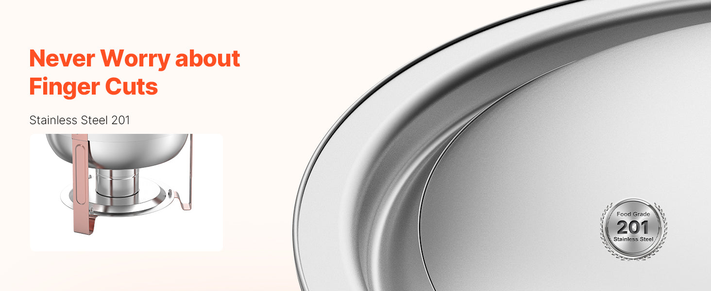 SucceBuy 5 Qt 4 Pack Chafing Dish Buffet Set Round Catering Warmer Server w/Lid Water Pan Folding Stand Clip for Wedding Party