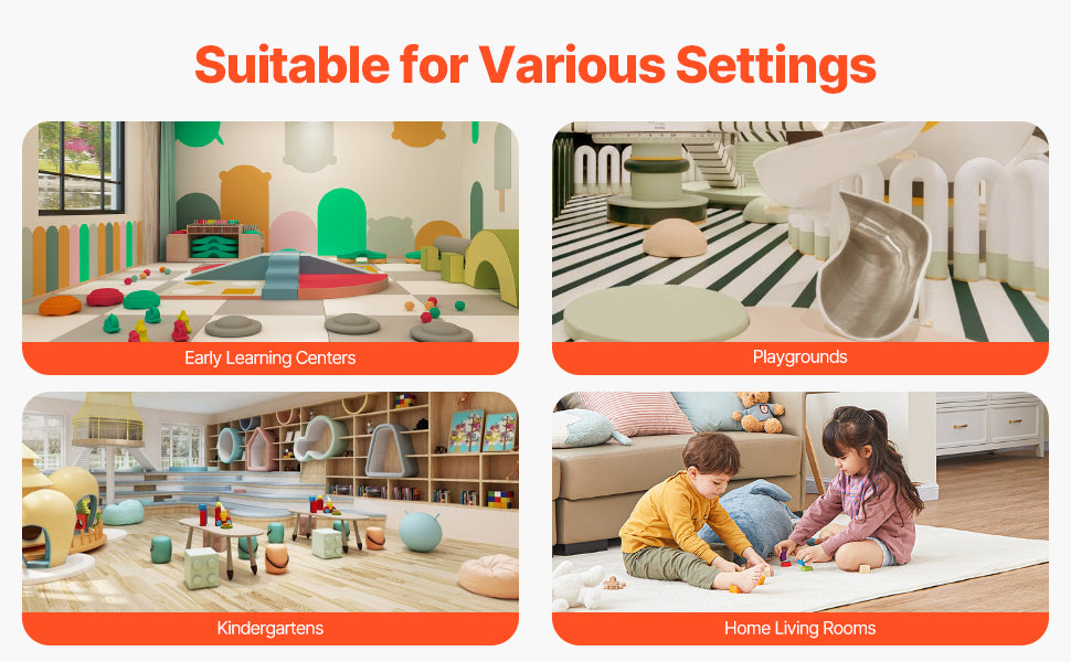 SucceBuy 6Pcs Kids Foam Climbing Toys Activity Playset PU Leather Indoor Crawl Climbing Blocks for Children Crawling & Sliding