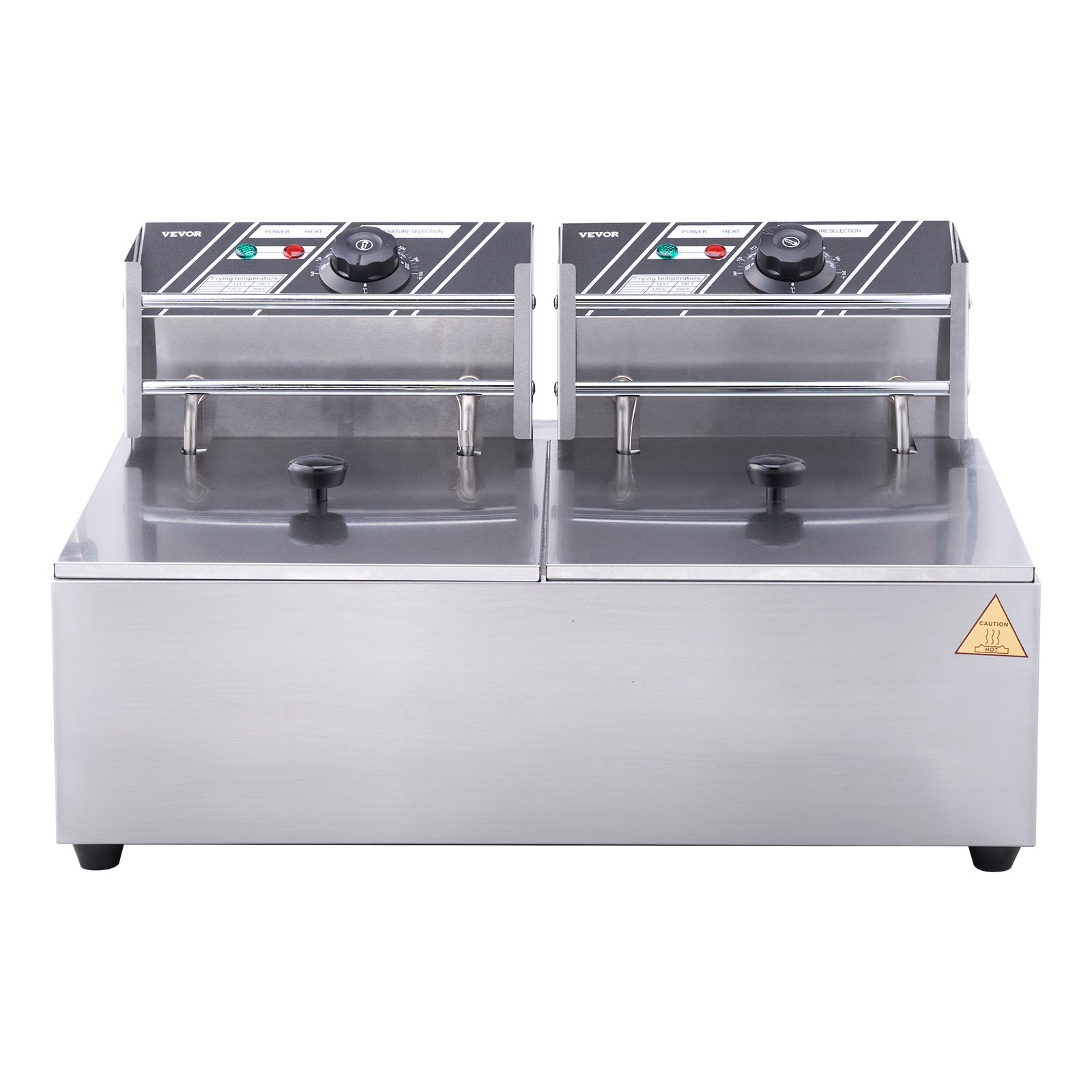 SucceBuy 12L Electric Deep Fryer w/Dual Removable Tanks Commercial Countertop Fryer for Chicken French Fries Frying Chips