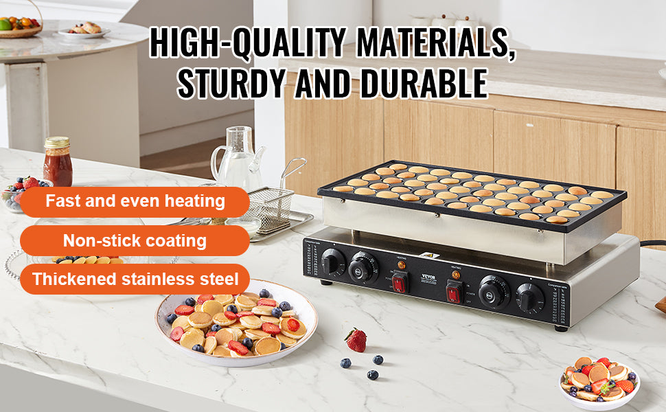 SucceBuy 50Pcs Mini Dutch Pancake Maker Dorayaki Baker Machine Commercial Non-stick Waffle Maker Dual Temp & Time Control