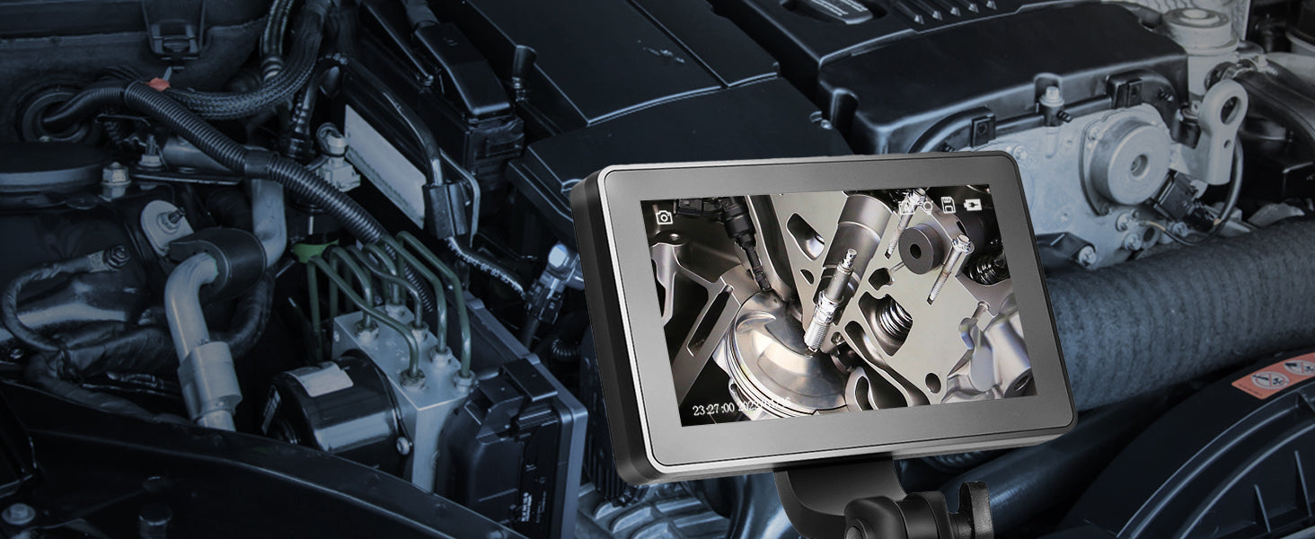 SucceBuy Articulating Borescope Camera with Light Two-way Articulated Endoscope Inspection with 6.4mm Tiny Lens 5" 1080P Screen