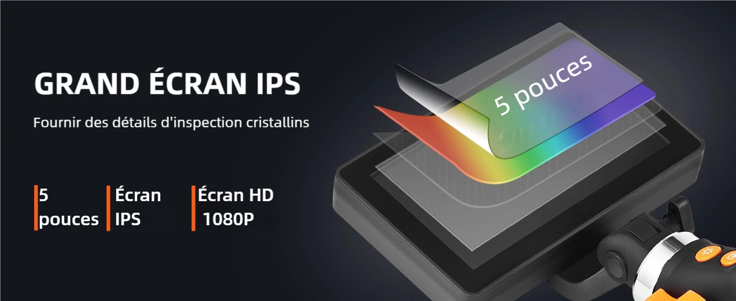 SucceBuy Articulating Borescope Camera with Light Two-way Articulated Endoscope Inspection with 6.4mm Tiny Lens 5" 1080P Screen