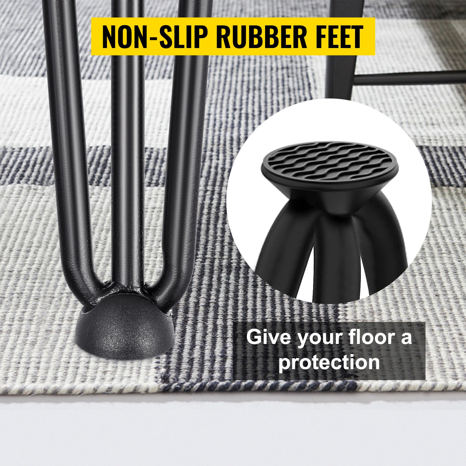 SucceBuy 4Pcs Metal Table Legs 16-40 Inch 3-Rod Hairpin Furniture Legs DIY Home Bench Dining Desk End Coffee Table Feet