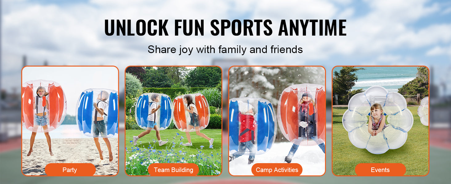 SucceBuy 2-Pack 2/3FT Inflatable Bumper Balls Body Sumo Zorb Balls for Kids & Teens Durable PVC Human Hamster Bubble Balls