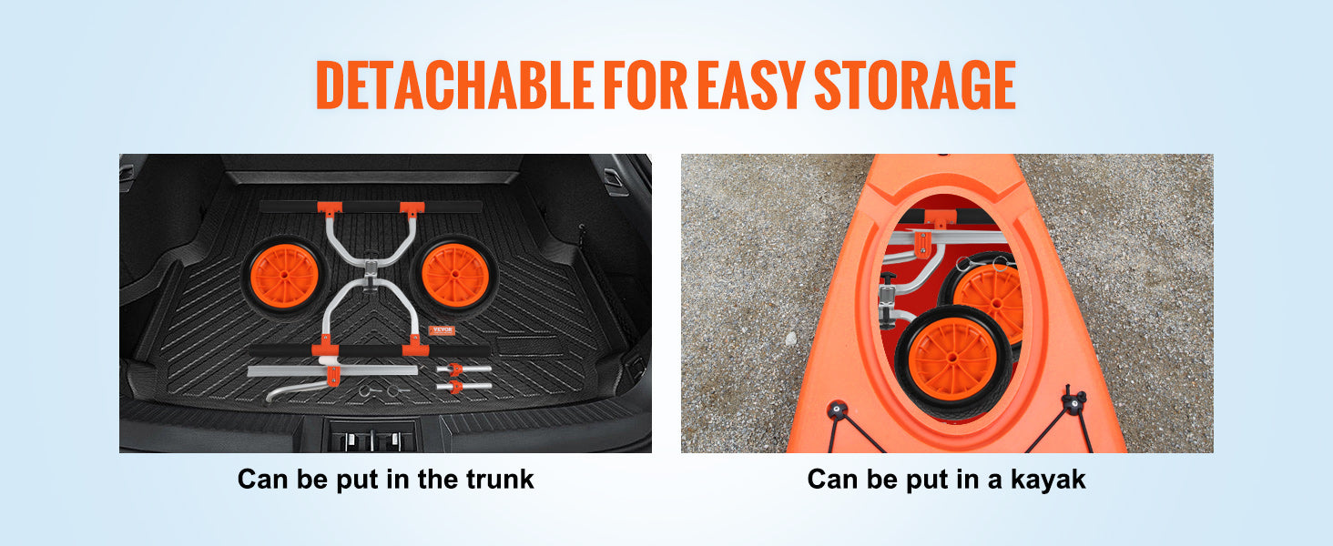 SucceBuy Kayak Cart 450lbs Detachable Canoe Trolley Cart with 12'' Tires Adjustable Width for Paddleboards Float Mats Jon Boats