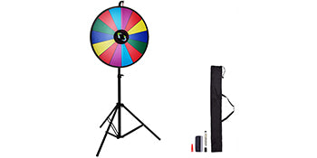 SucceBuy 18 Inch Tabletop Color Prize Wheel w/ Folding Tripod Floor Stand 14 Slots Dry Erase for Win Fortune Spinning Stand Game - Smarsty