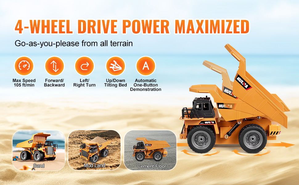 SucceBuy RC Car Children Toys Remote Control Dump Truck Toys 9-Channel with Battery for Toddlers Electric Car Kids Toys Gift