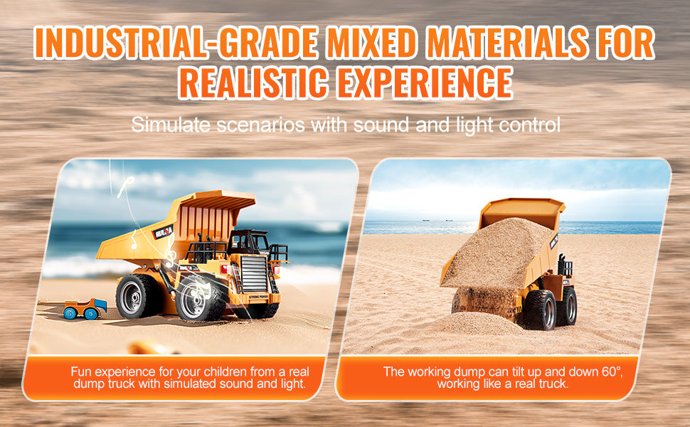 SucceBuy RC Car Children Toys Remote Control Dump Truck Toys 9-Channel with Battery for Toddlers Electric Car Kids Toys Gift