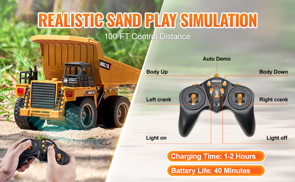 SucceBuy RC Car Children Toys Remote Control Dump Truck Toys 9-Channel with Battery for Toddlers Electric Car Kids Toys Gift