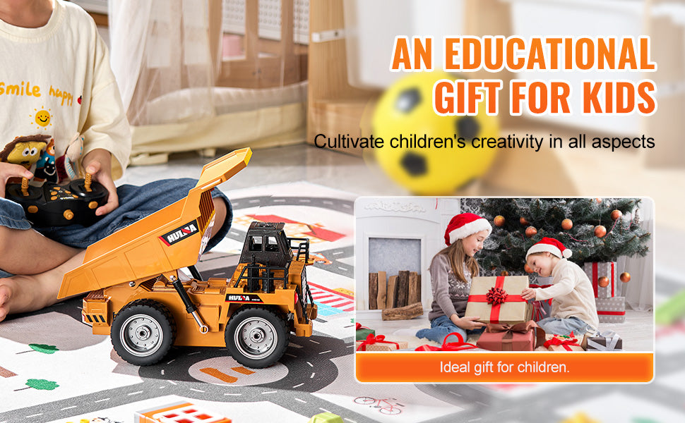 SucceBuy RC Car Children Toys Remote Control Dump Truck Toys 9-Channel with Battery for Toddlers Electric Car Kids Toys Gift