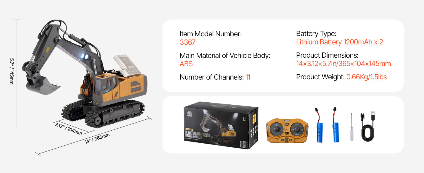 SucceBuy 2.4G Rc Excavator 1:20 Scale with Sounds Construction Vehicles Remote Control Car Digger Toys for Kids Boys Gifts