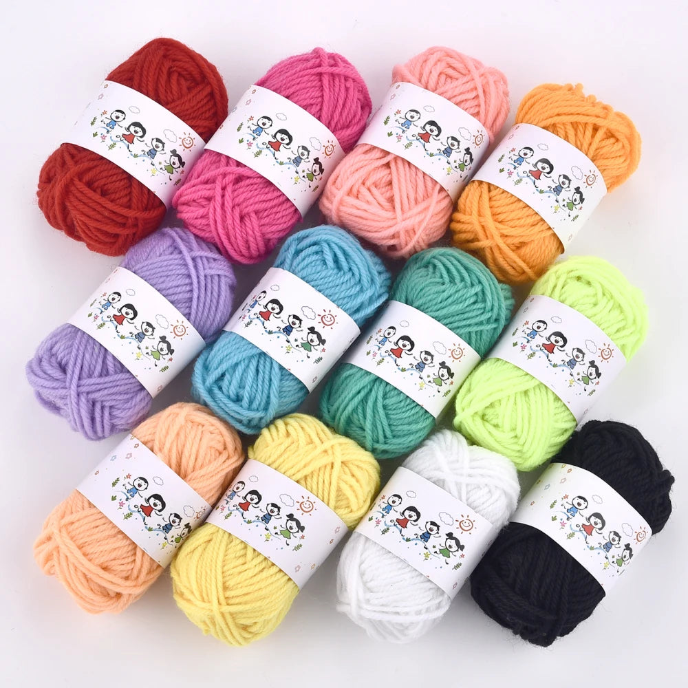 Colorful 12 Color Set Acrylic Yarn for Kids Knitting - Smarsty