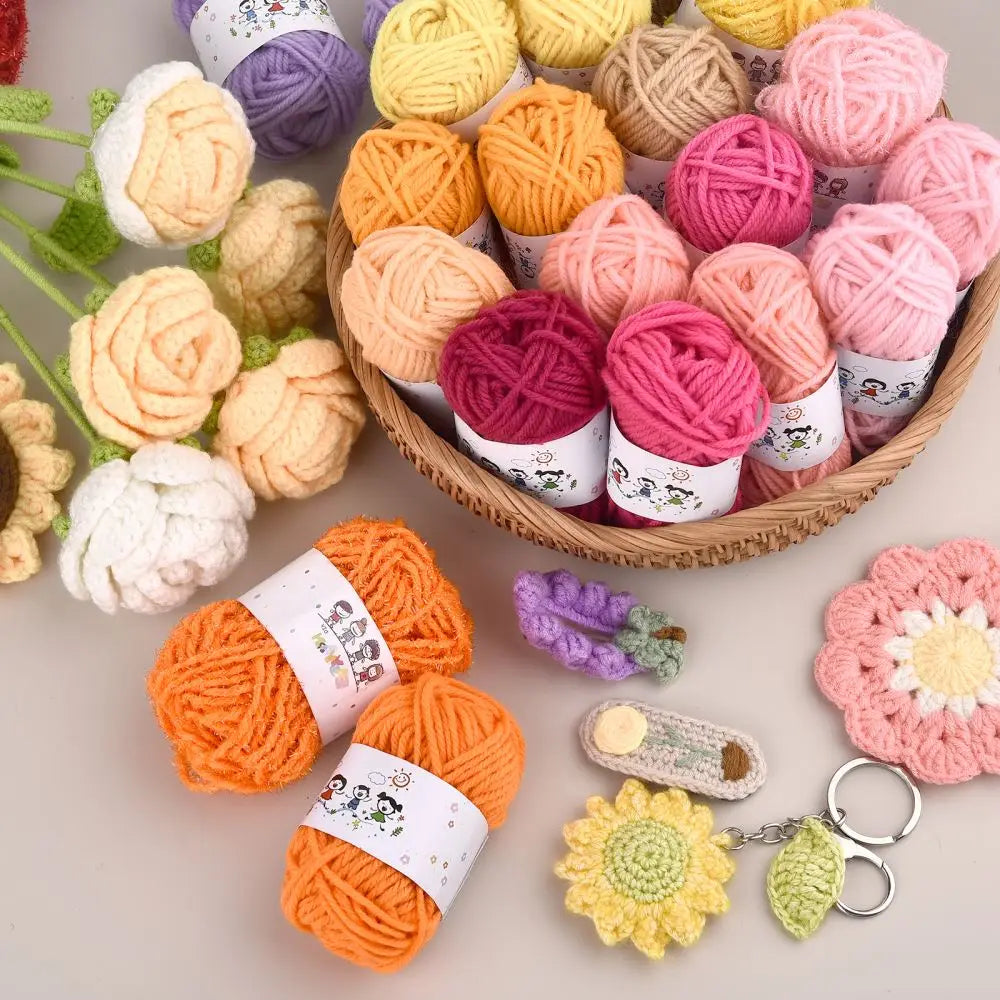Colorful 12 Color Set Acrylic Yarn for Kids Knitting - Smarsty