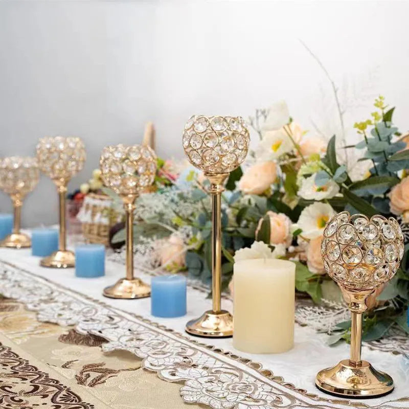Golden Crystal Tealight Candle Holder for Home Decoration - Smarsty