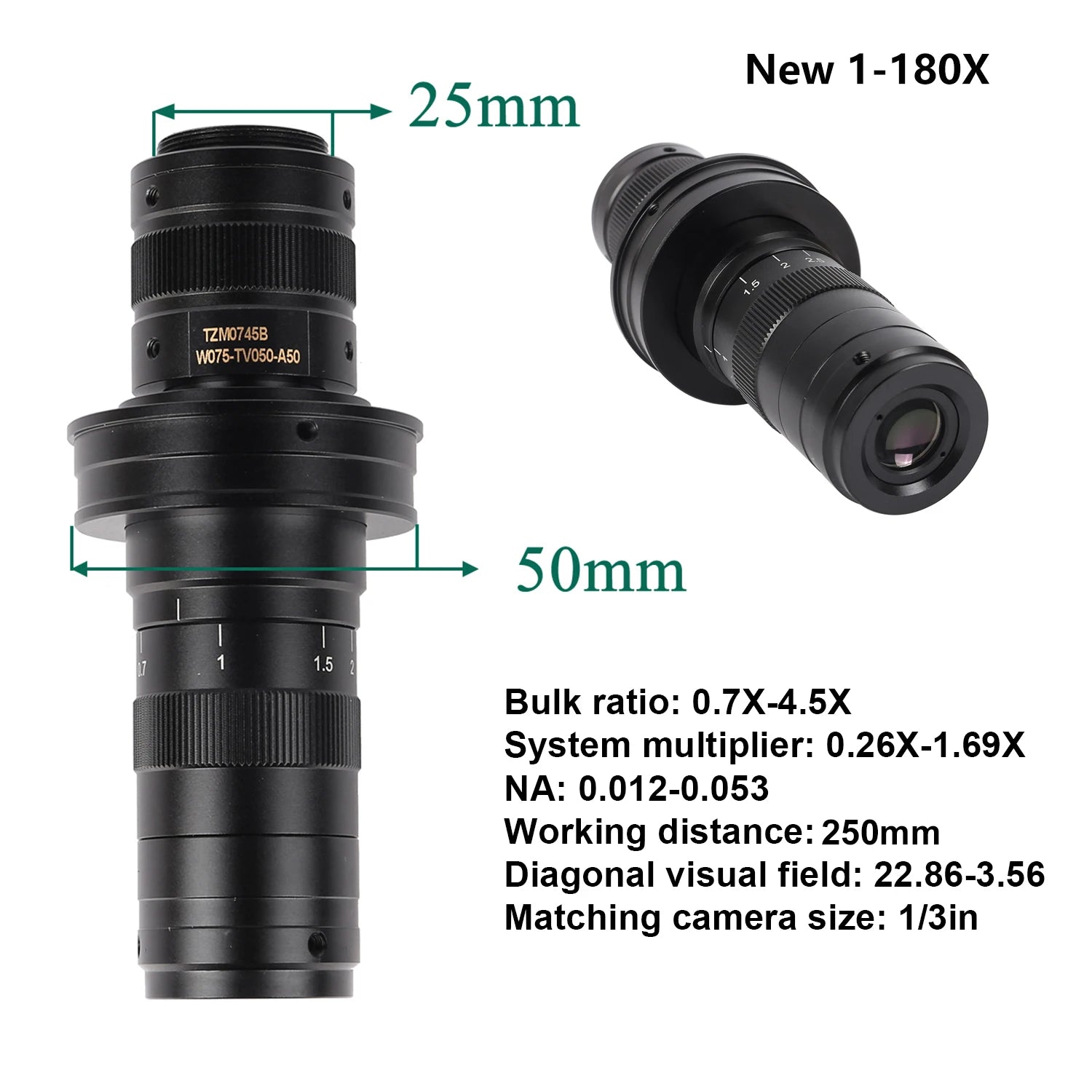 Adjustable 130X 150X 180X Microscope Zoom Lens - Smarsty