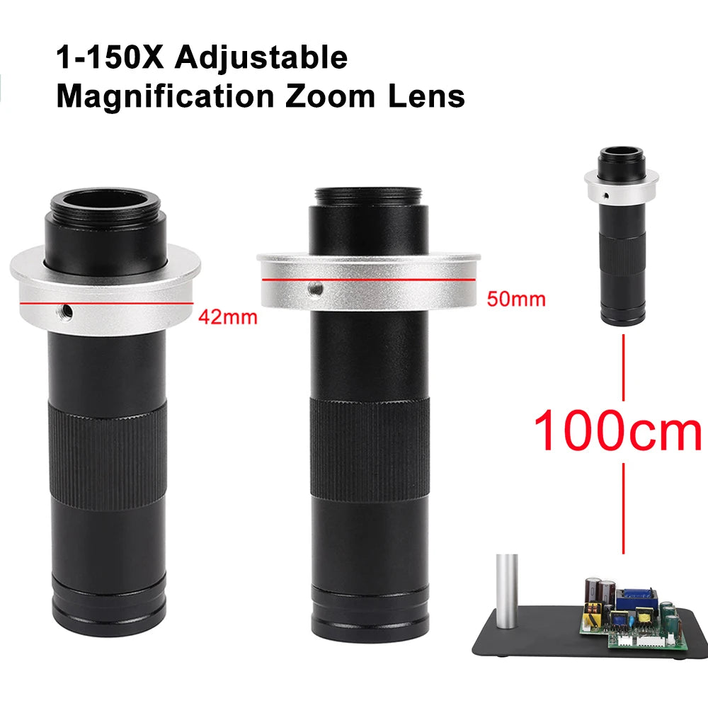 Adjustable 130X 150X 180X Microscope Zoom Lens - Smarsty