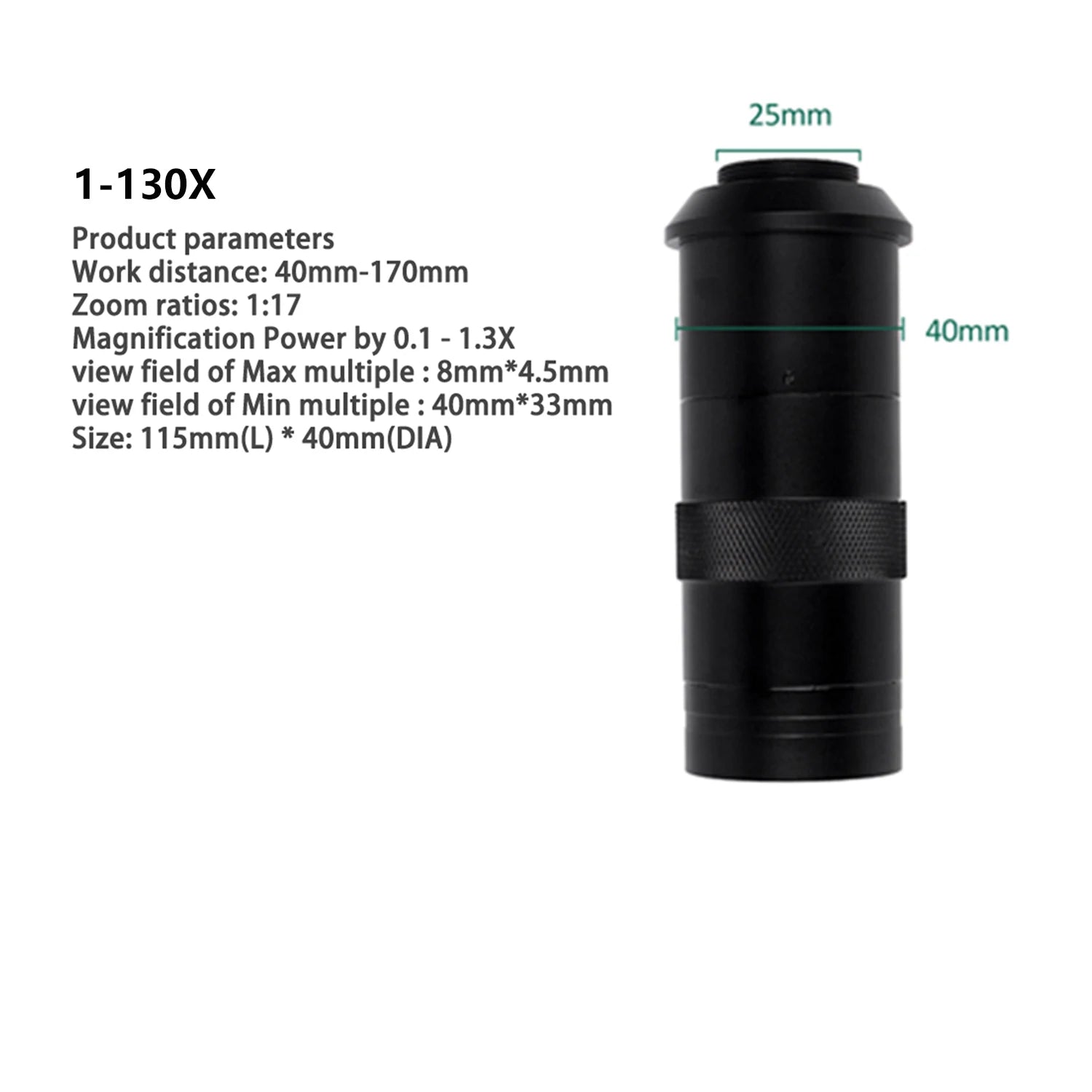 Adjustable 130X 150X 180X Microscope Zoom Lens - Smarsty