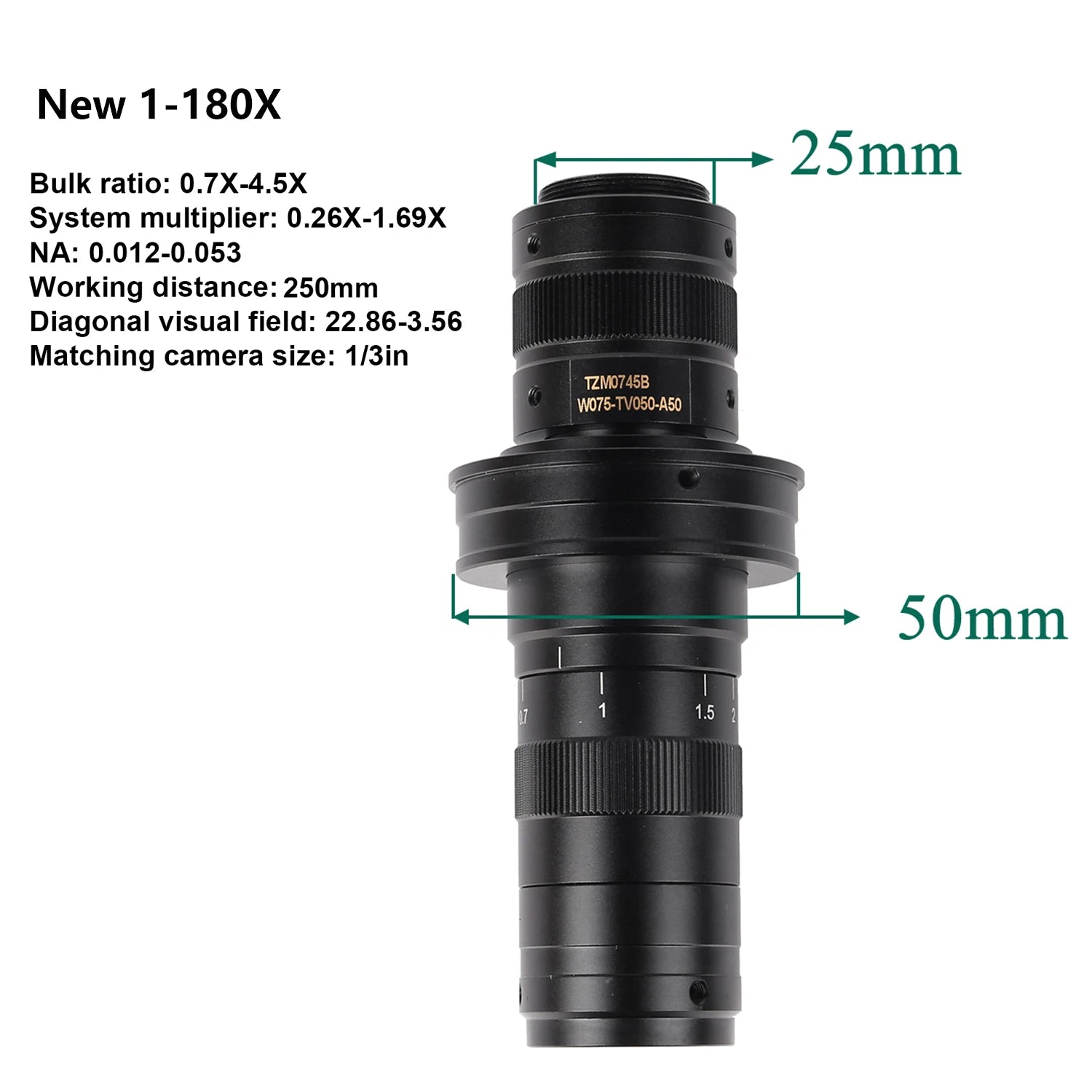 Adjustable 130X 150X 180X Microscope Zoom Lens - Smarsty
